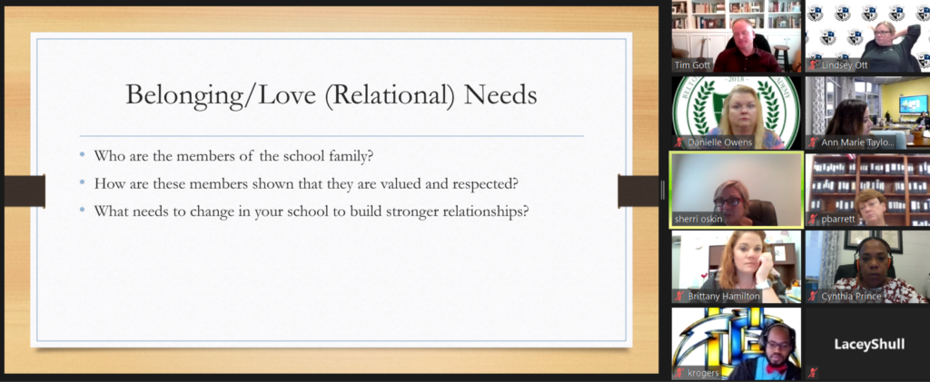 PowerPoint slide listing relationship needs in creating a healthy work culture.