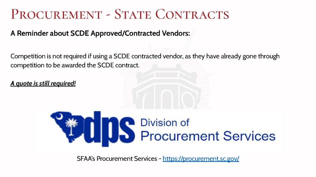 Procurement with State Contracts