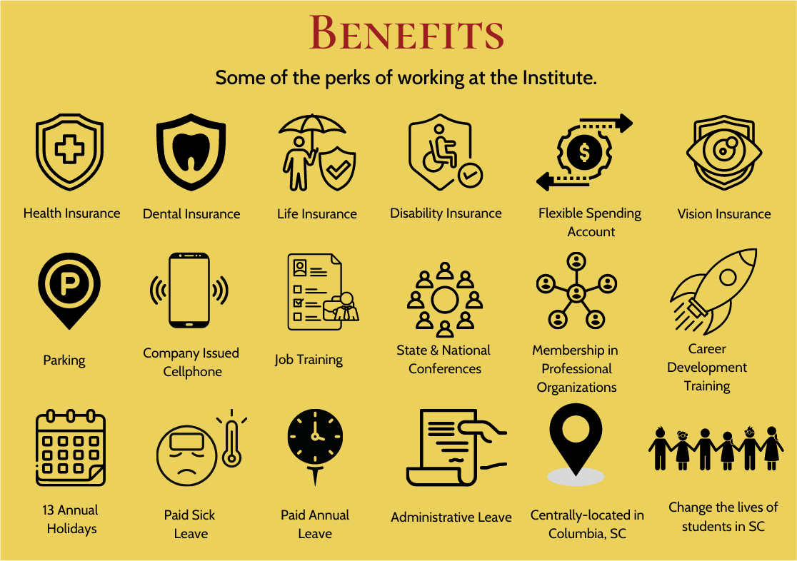 a graphic showing the benefits of working at the institute